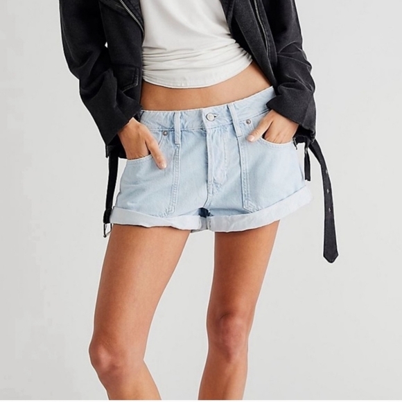 Free People Pants - Free People | Denim Blue Jean Light We The Free Beginner's Luck Slouch Shorts
